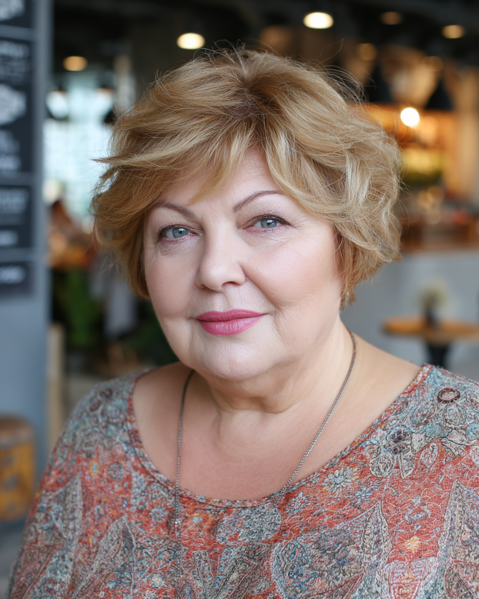 Voluminous Textured Short Cut for Round Faces