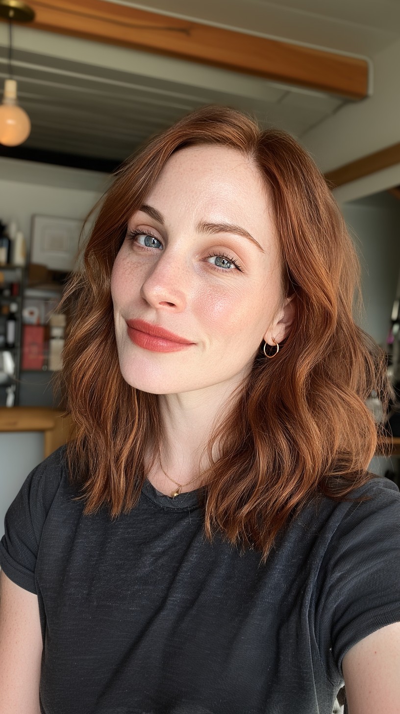 Warm Auburn Waves with Soft Layers