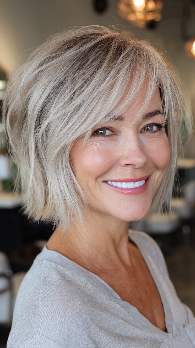 Chic Blonde Graduated Bob with Soft Highlights