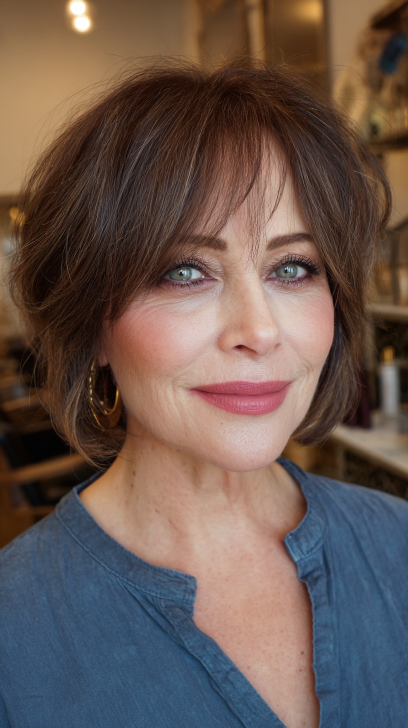 Chic-Caramel-Textured-Lob-with-Bangs