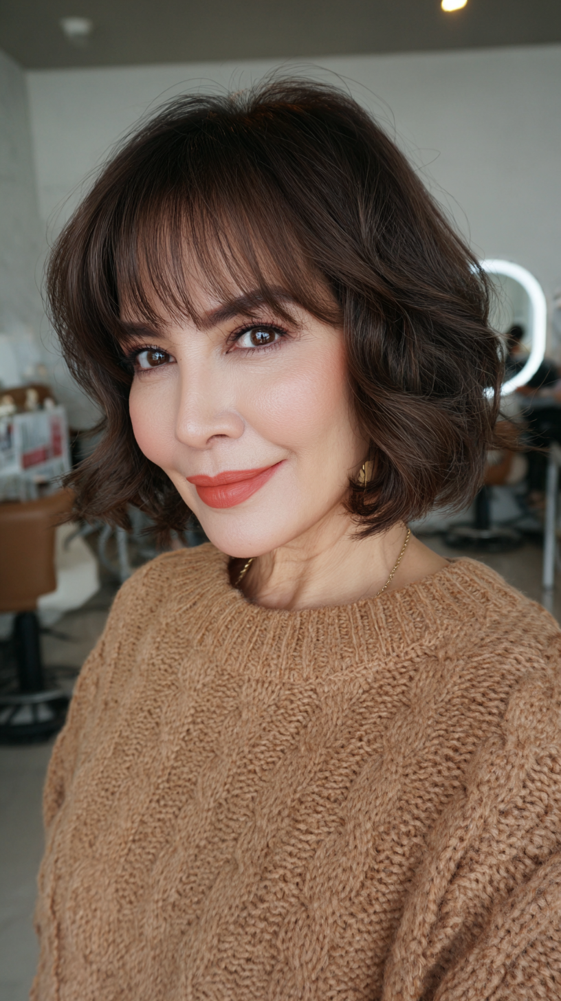 Chic Textured Bob with Soft Bangs