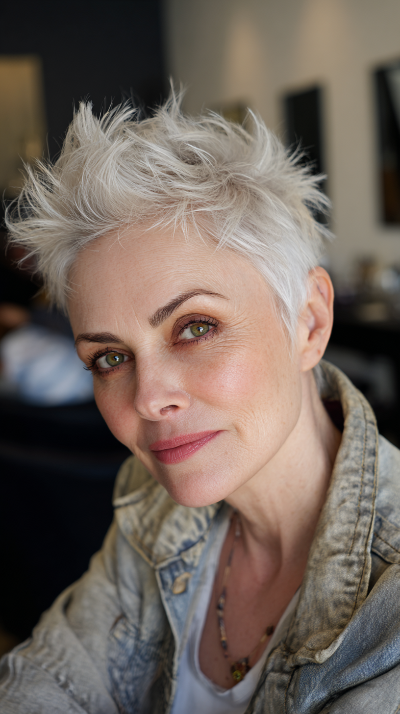 Chic Textured Short Spiky Cut with Silver Undertones
