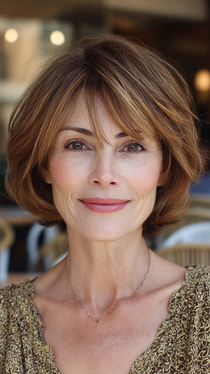 Dynamic Caramel Bob with Subtle Highlights