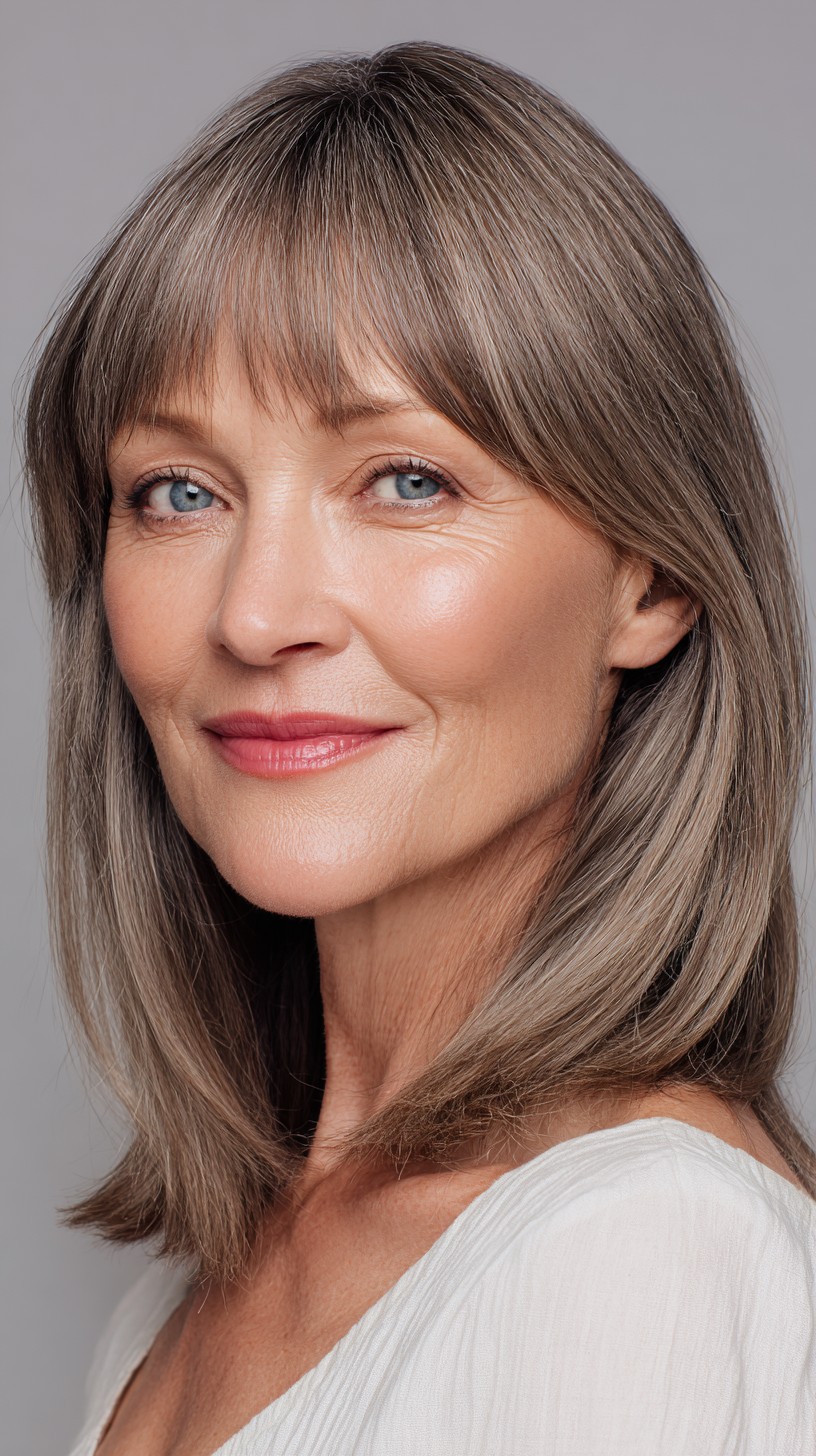 Graceful Ash Blonde Layered Lob