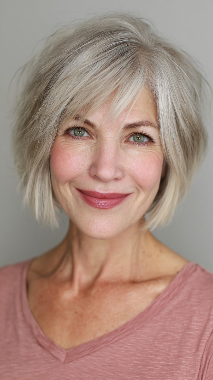 Light Silver Crop with Feathered Layers