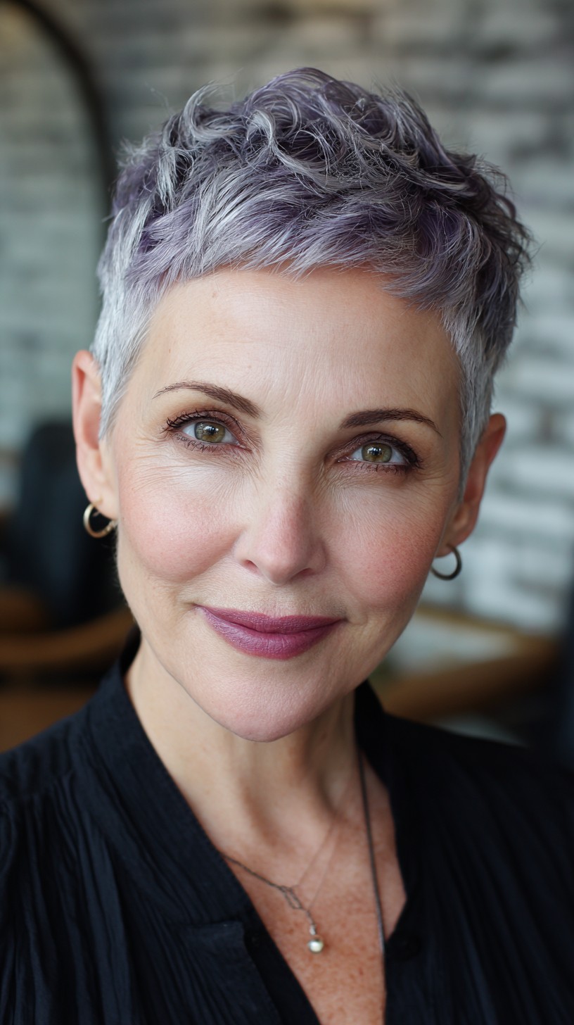 Misty Lavender Pixie with Tousled Texture