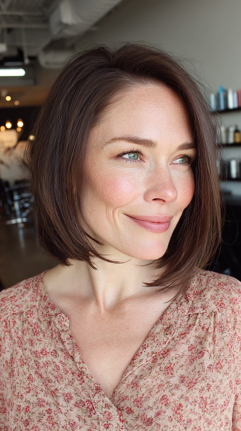 Playful Chestnut A-Line Bob with Subtle Flips