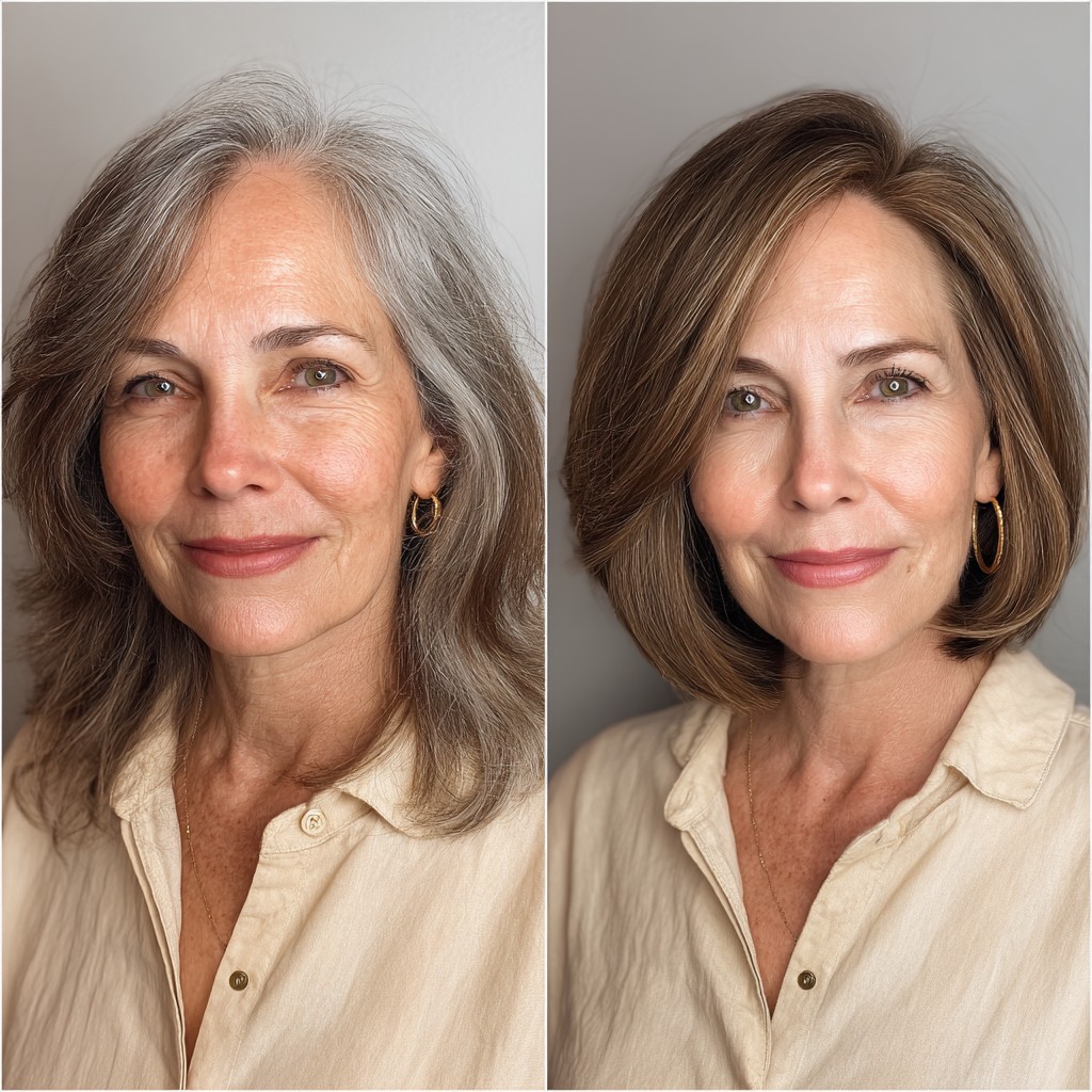 Polished Cinnamon Swirl Lob with Volume Boost