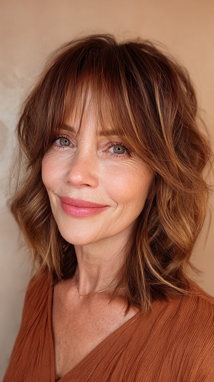 Rich Auburn Waves with Graduated Layers