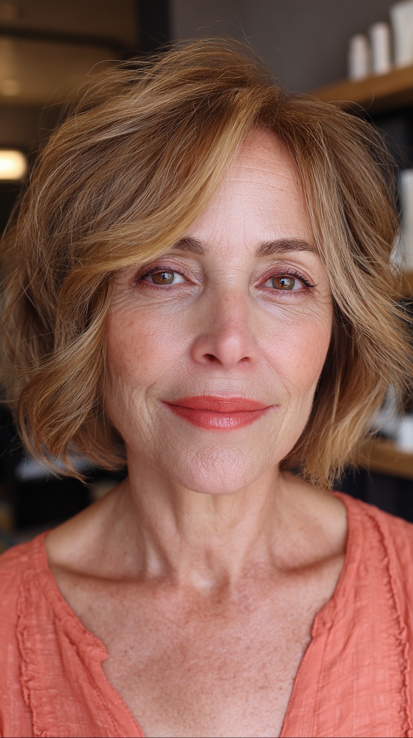 Subtle Golden Blonde Waves with Soft Contouring