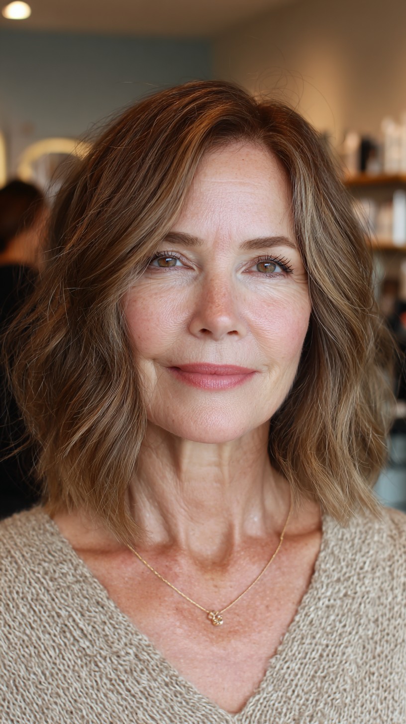 Sunkissed Chestnut Waves with Natural Highlights