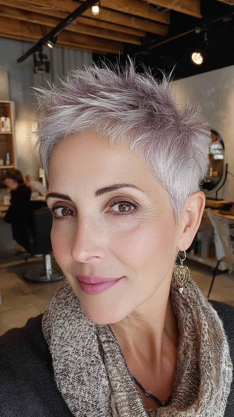 Trendy Textured Short Spiky Cut with Silver Undertones