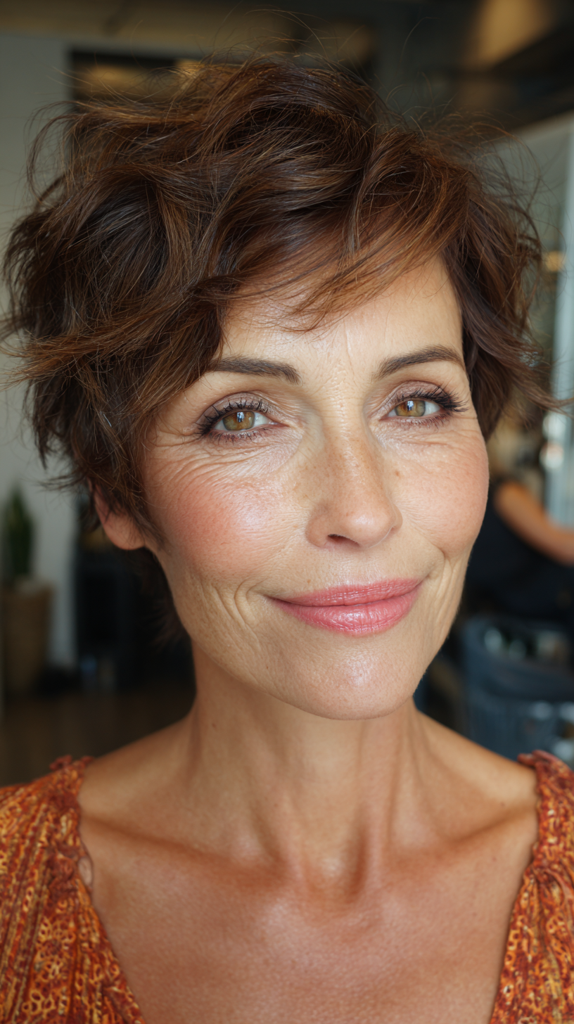 Chic Wavy Pixie Cut with Soft Volume for Women Over 50