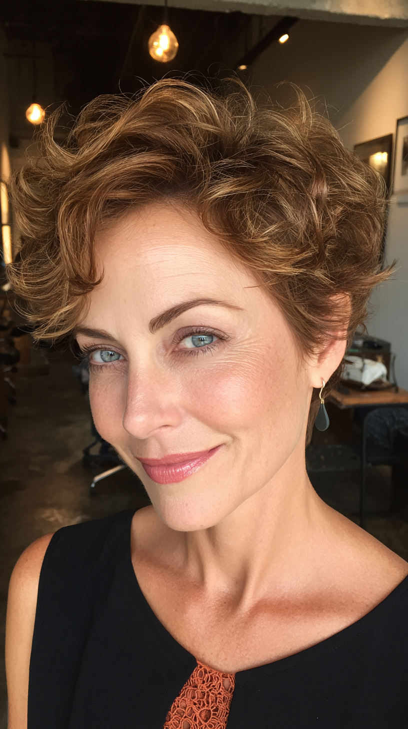 Charming Wavy Pixie Cut with Defined Curls