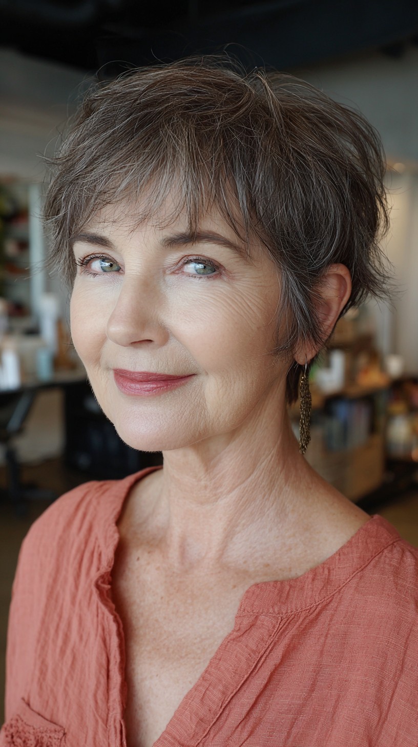 Chic Silver Pixie with Soft Textured Layers