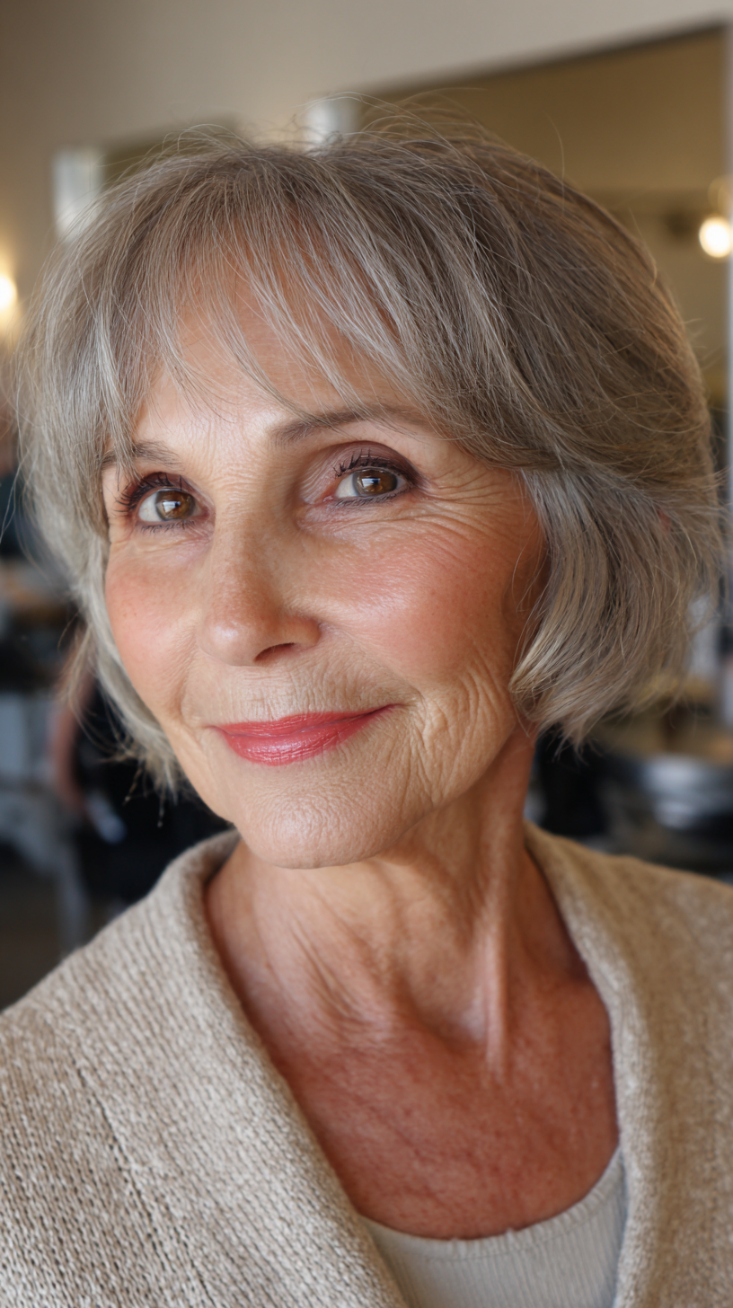 Chic Soft Grey Bob with Subtle Textured Layers