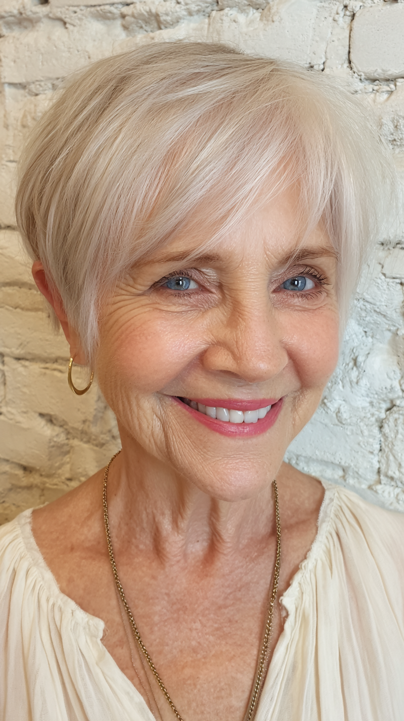 Chic Soft Platinum Pixie Cut with Subtle Texture
