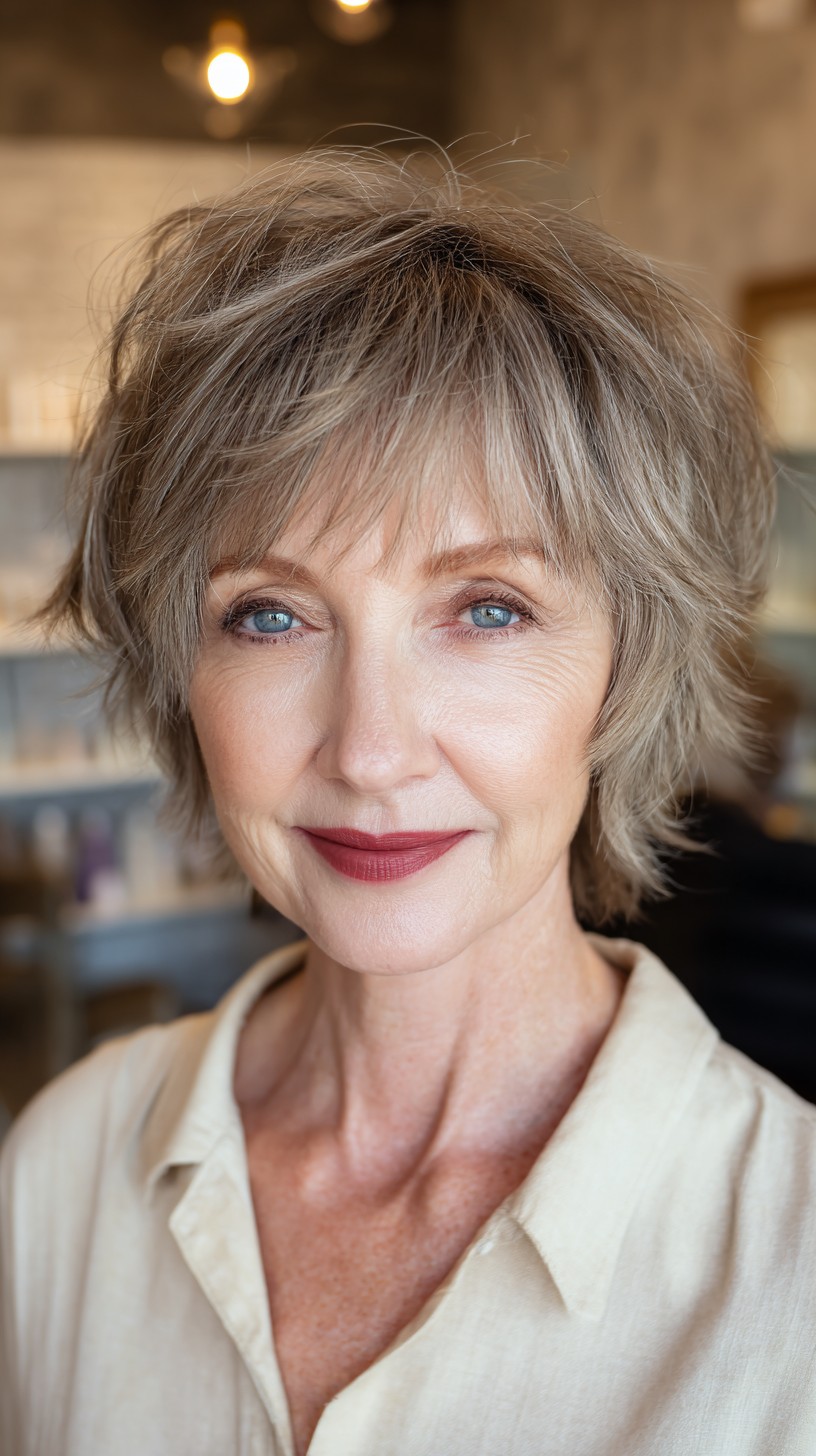 Chic Taupe Textured Layered Bob