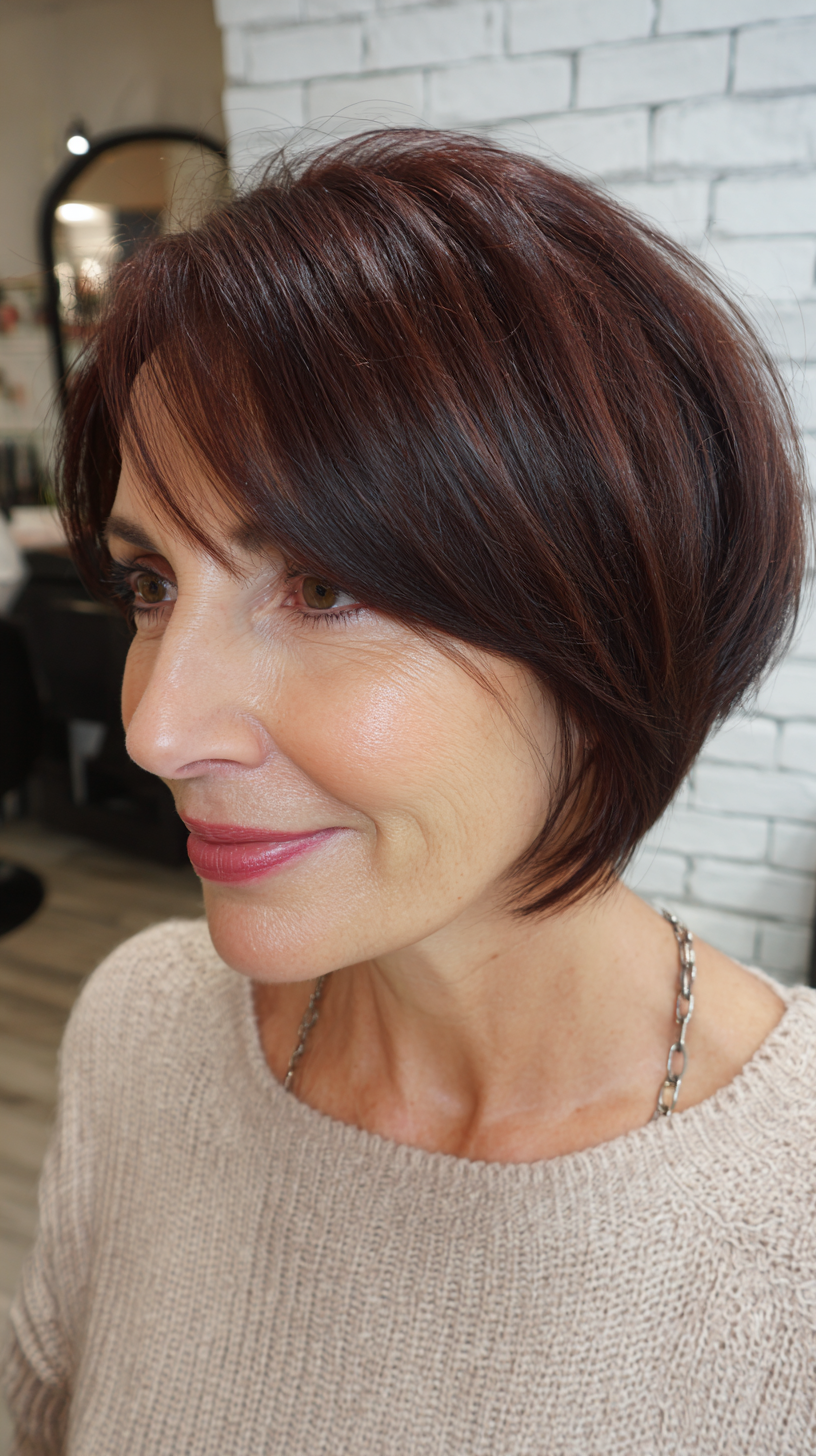 Chic Textured Lob with Subtle Red Undertones