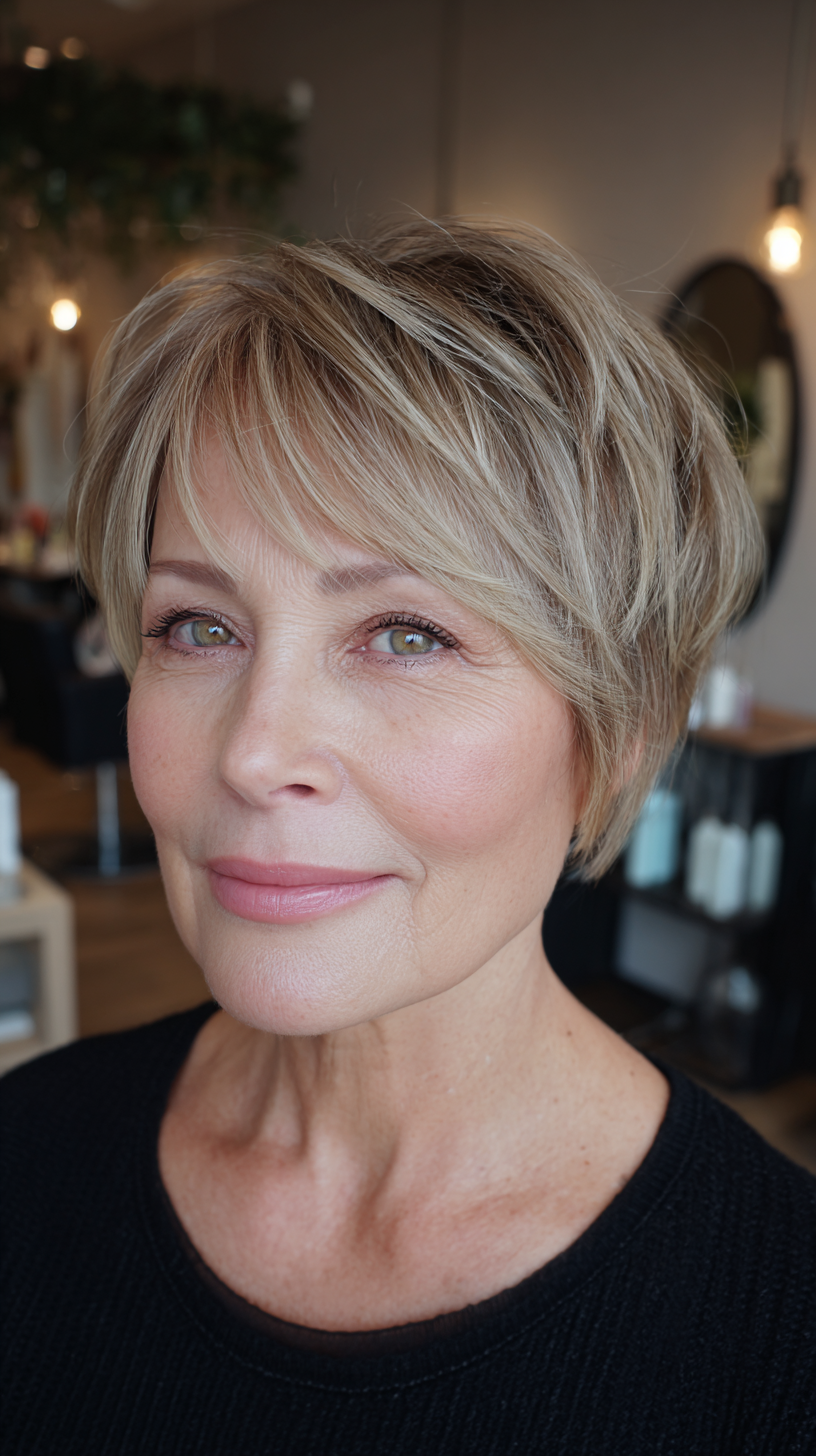 Chic Textured Pixie Cut with Subtle Highlights