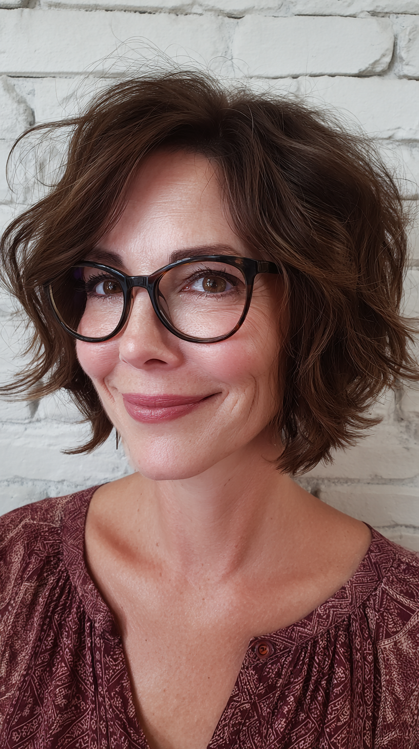 Chic Textured Ripple Bob with Playful Volume