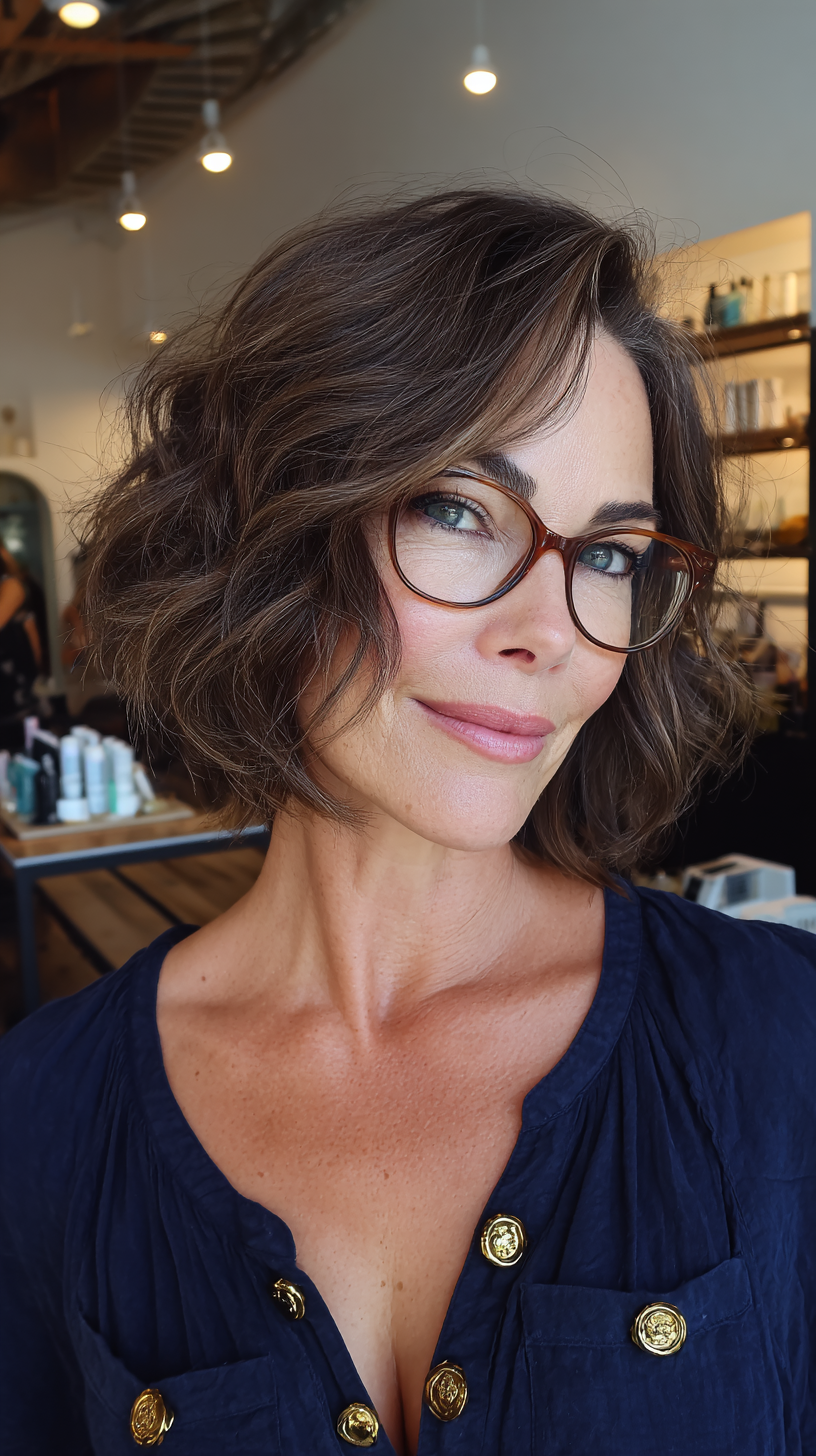 Chic Textured Ripple Bob with Subtle Volume