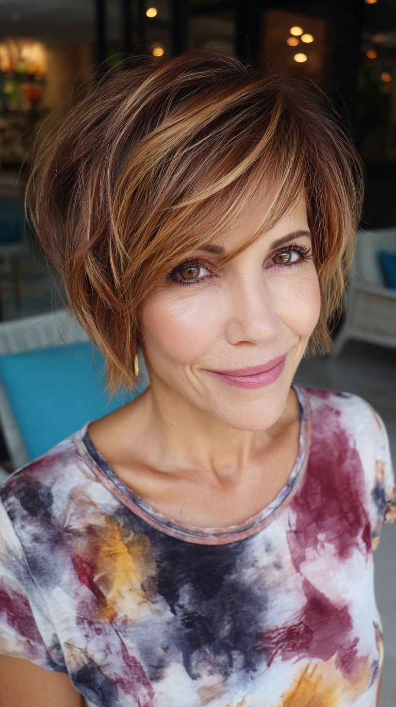 Chic Textured Short Cut with Subtle Balayage