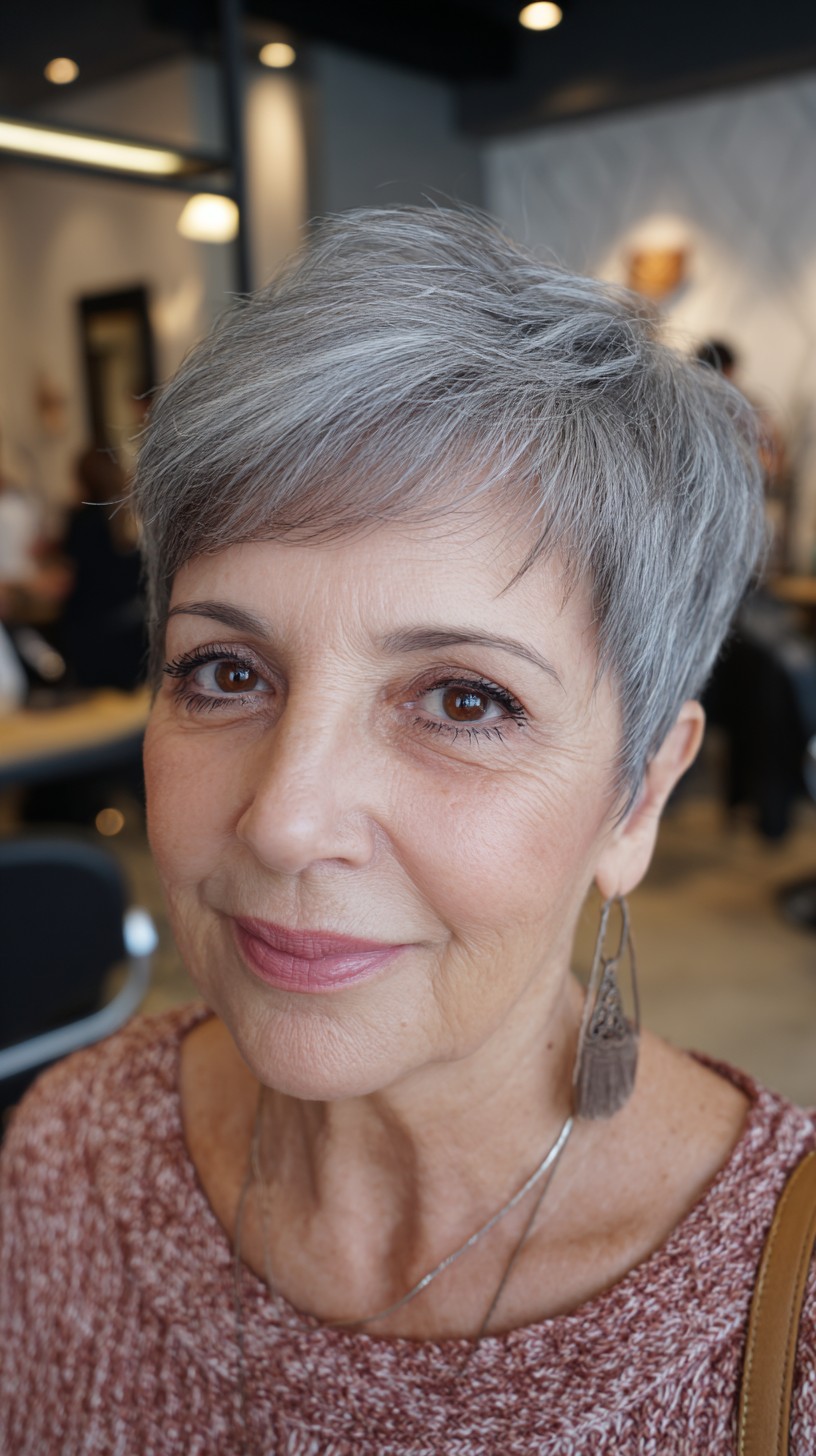 Classic Natural Gray Short Layered Bob