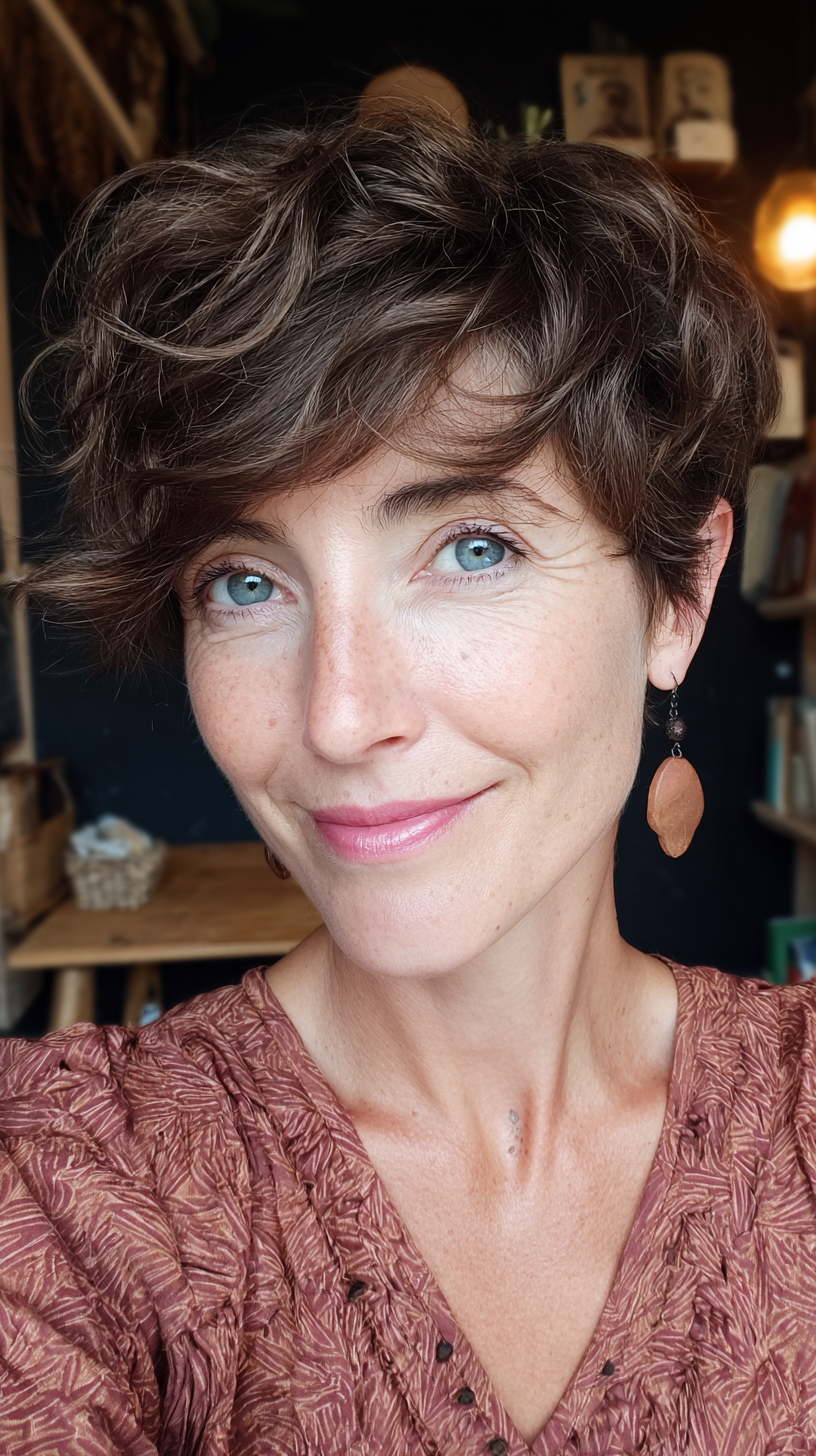 Dynamic Wavy Pixie Cut with Soft Volume