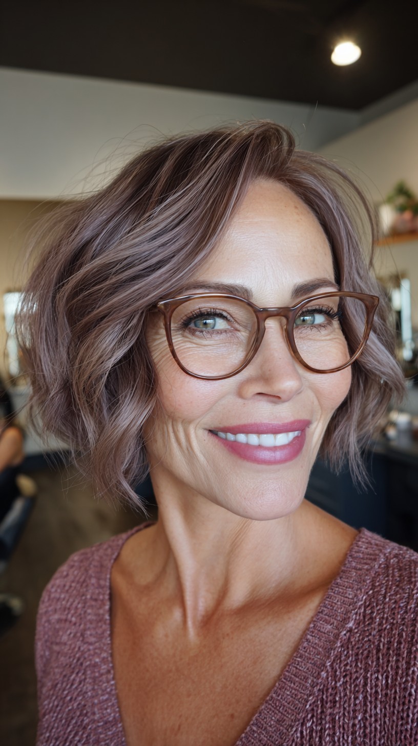 Effortlessly Chic Ash Rose Layered Bob