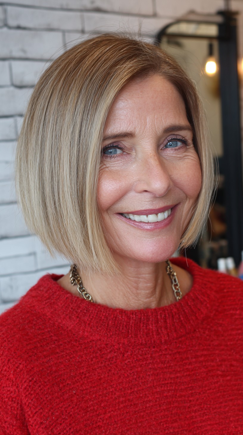 Golden-Blonde Mid-Length Bob for Thin Hair