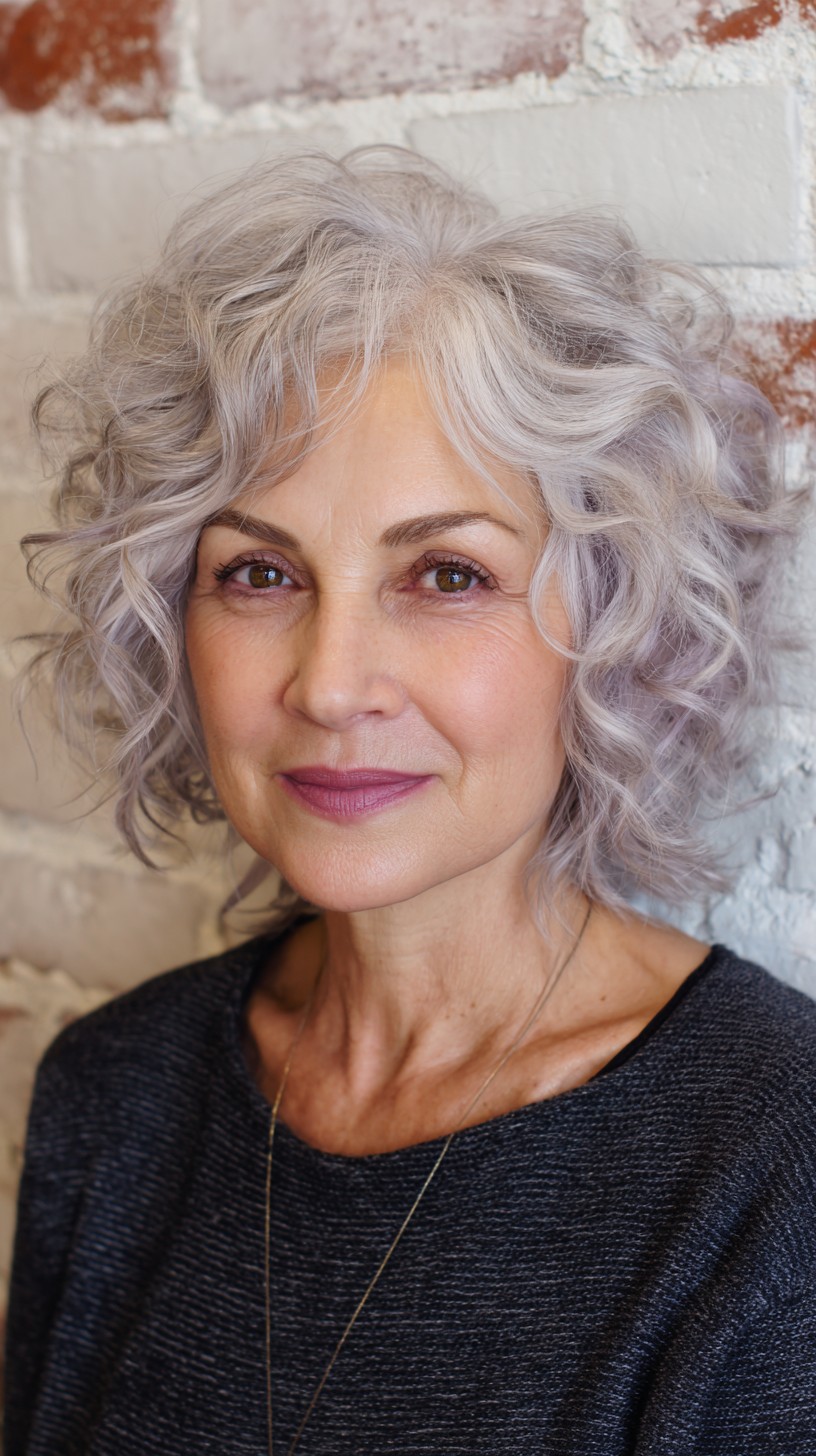 Lavender Whisper Wavy Bob for Vibrant Maturity