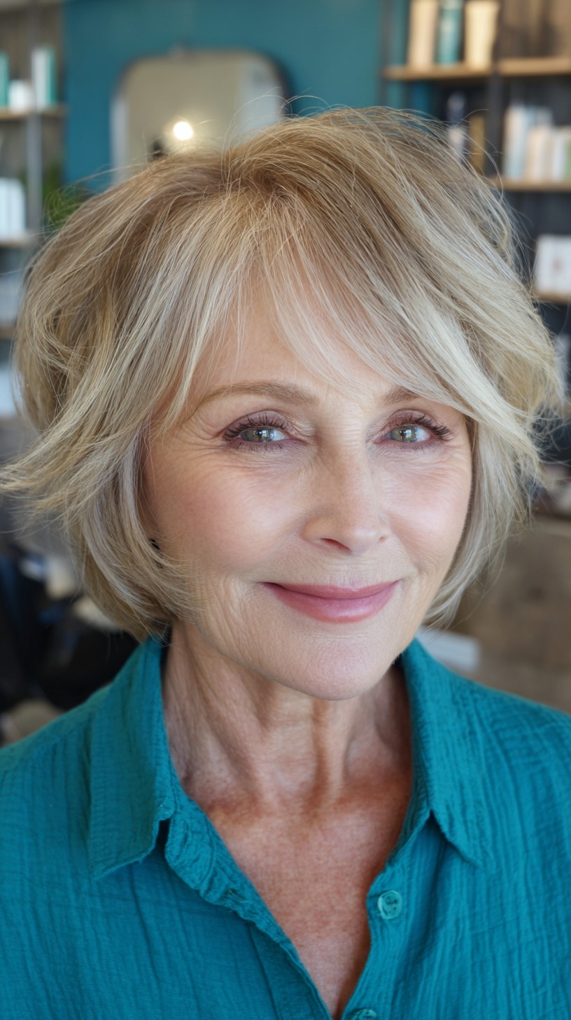 Light Blonde Stacked Bob with Dynamic Layers