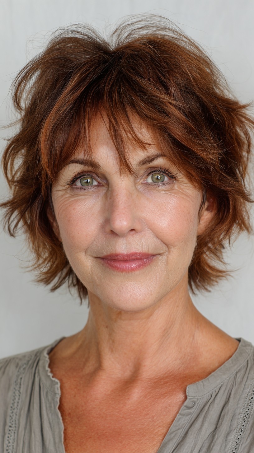 Lively Auburn Tousled Shag for Mature Women