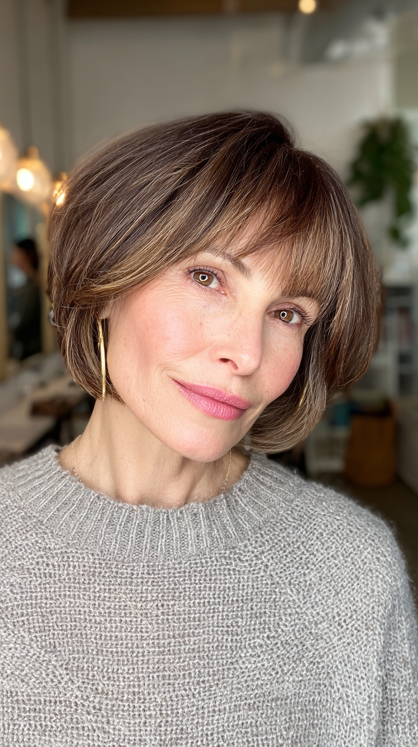 Modern Textured Bob with Subtle Face-Framing Highlights