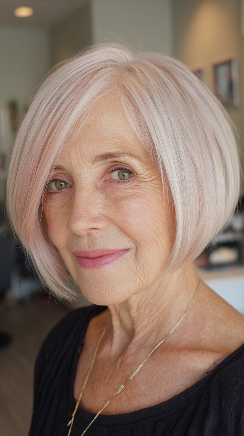 Pastel Pink Soft Bob for Elegant Maturity