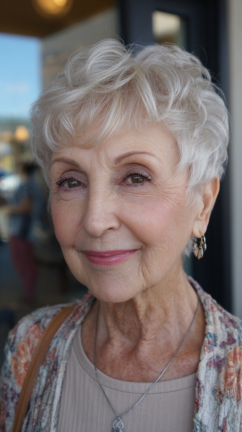 Platinum Textured Tapered Pixie for Mature Style