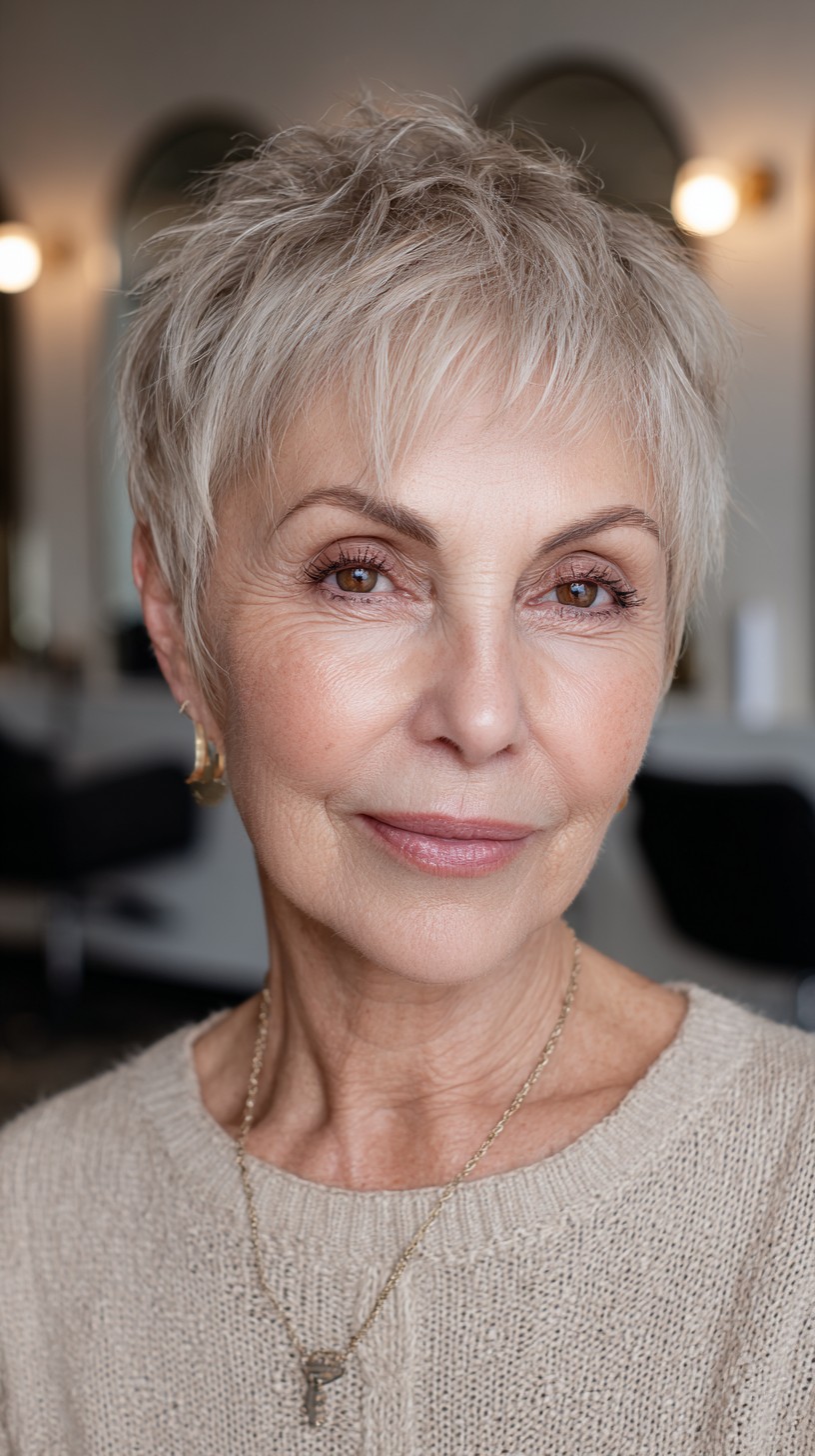 Refined Silver Pixie with Textured Waves