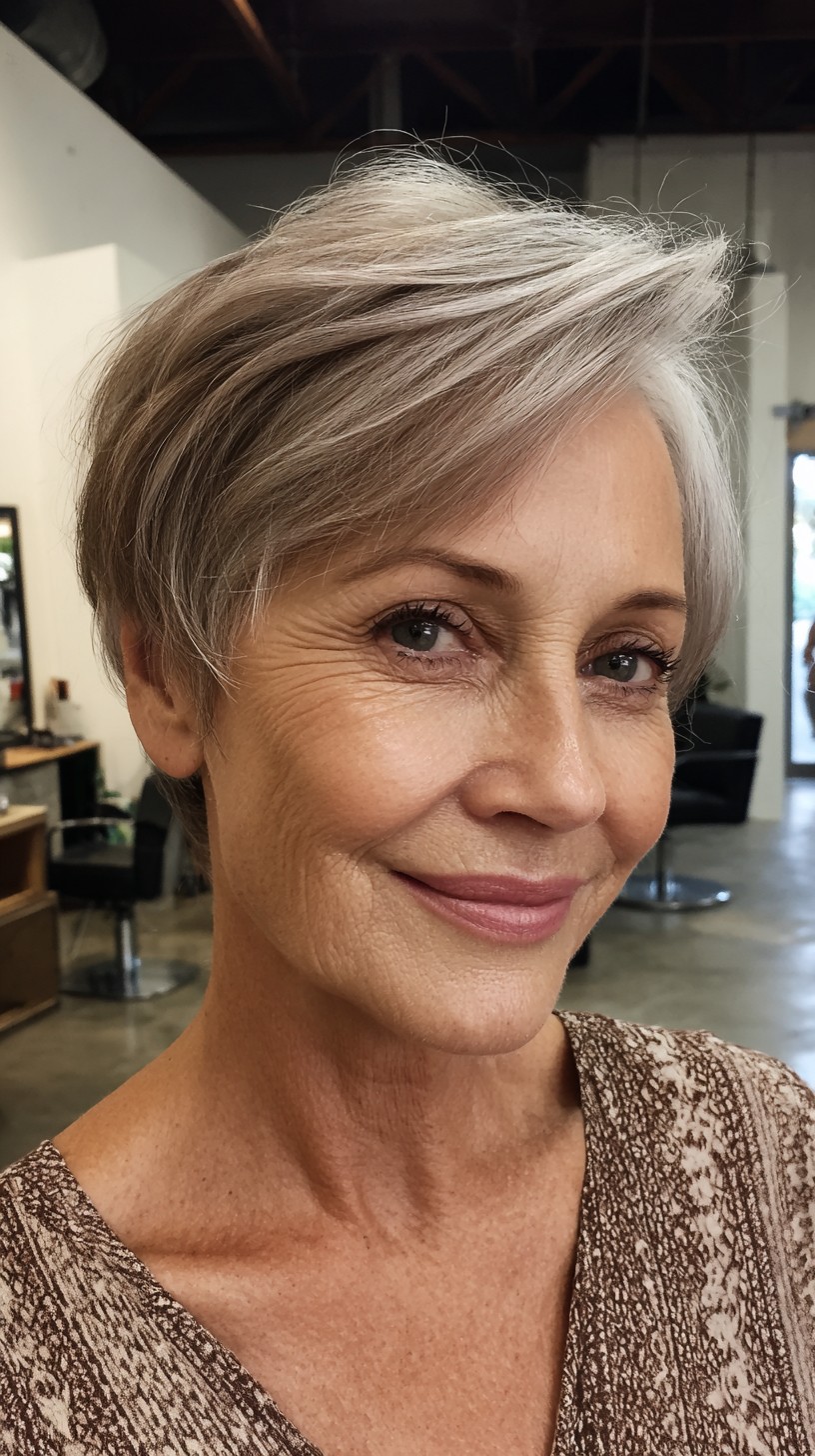 Silver Feathered Crop with Voluminous Texture