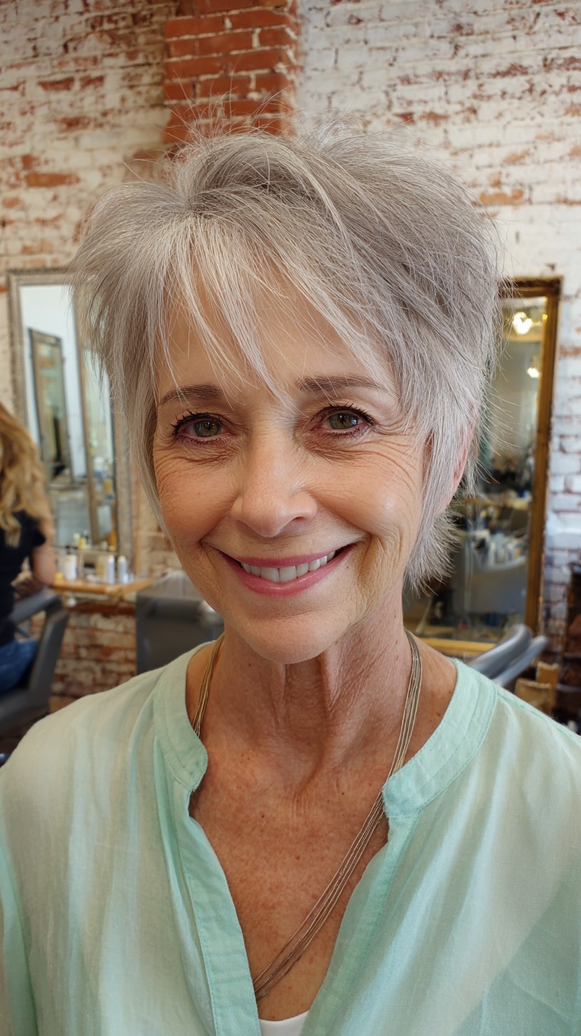 Silver Feathered Textured Cut for Active Seniors