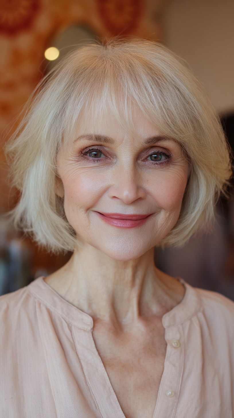 Sleek Ivory Blonde Bob with Soft Ends