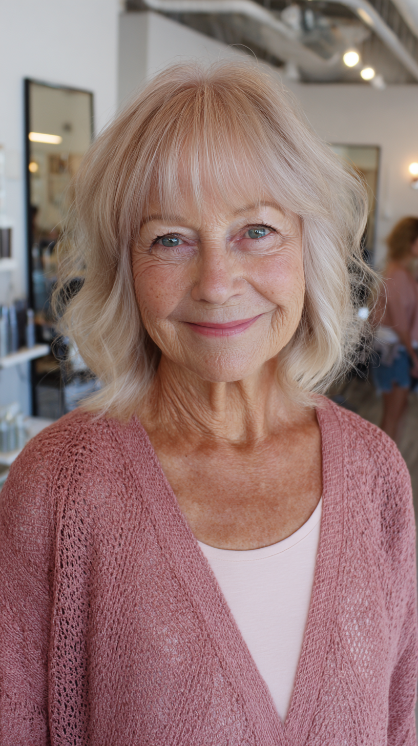 Soft Beachy Waves with Curtain Bangs