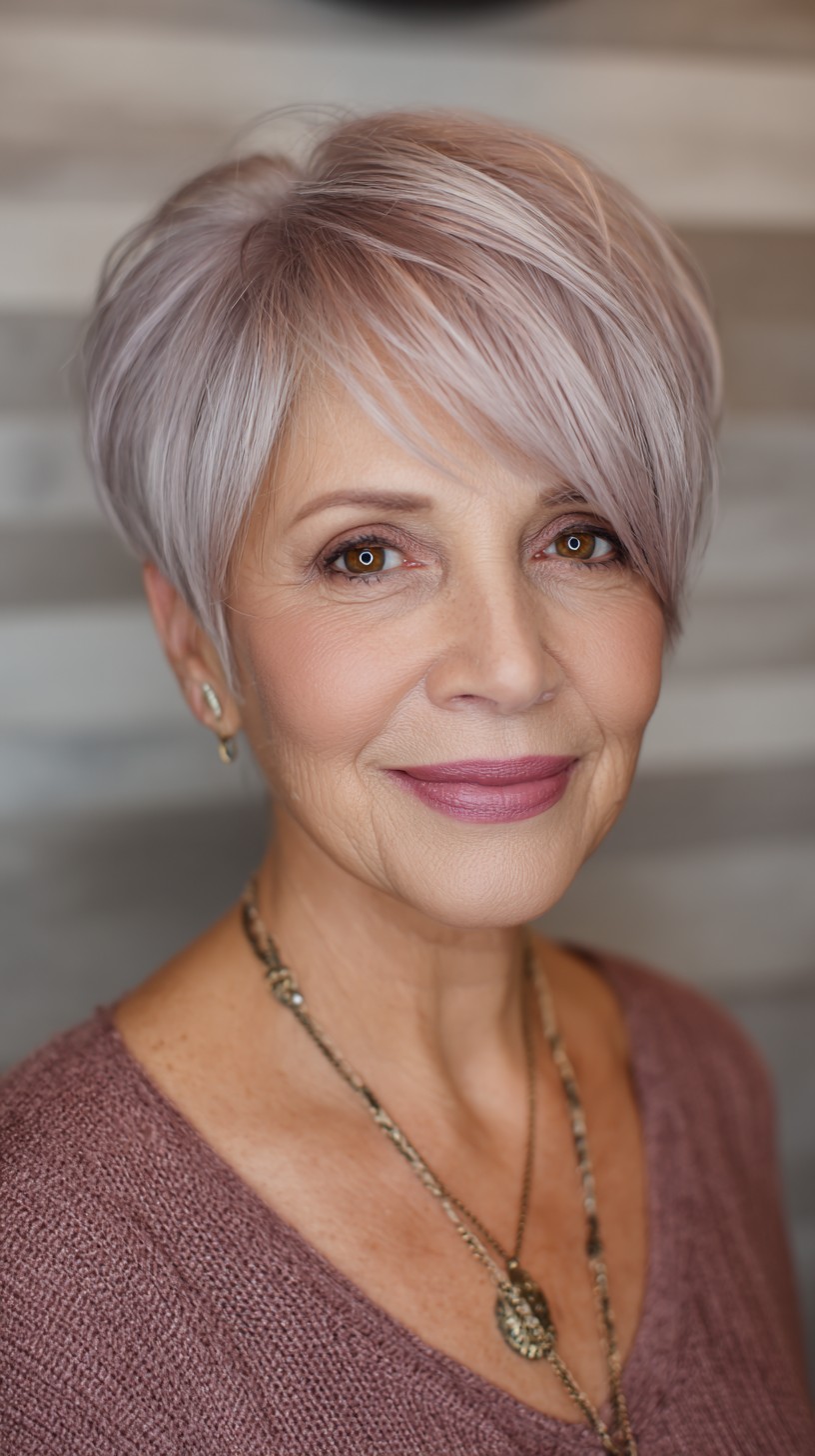 Soft Lavender Pixie with Tapered Layers