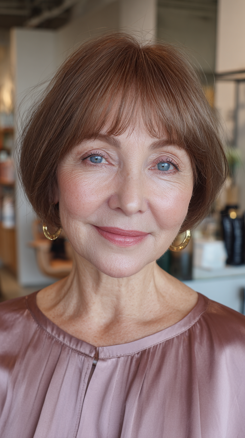 Soft Layered Bob with Subtle Fringe