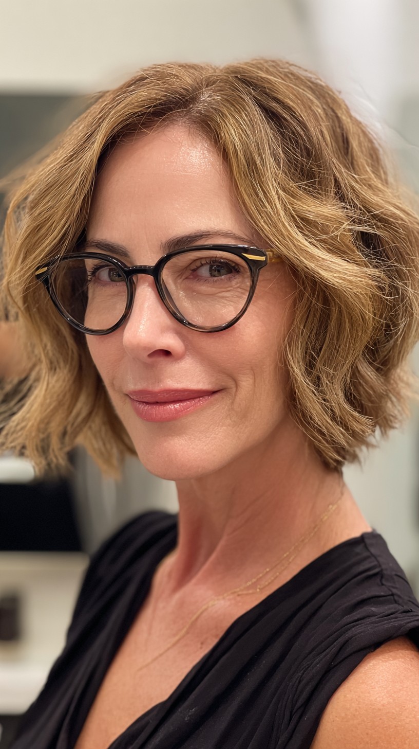 Softly Tousled Layered Bob for Mature Women