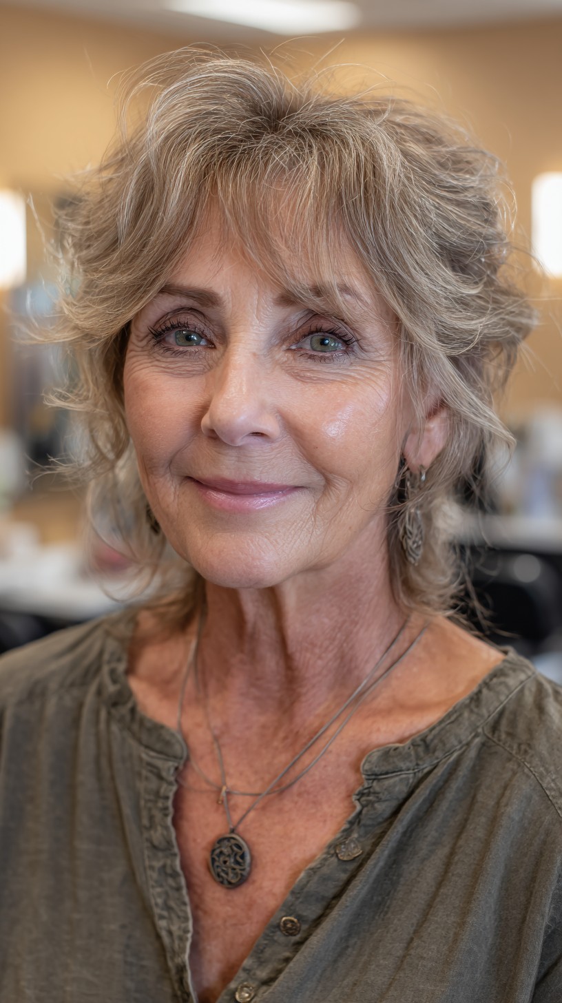 Sophisticated Silver Shag with Gentle Waves