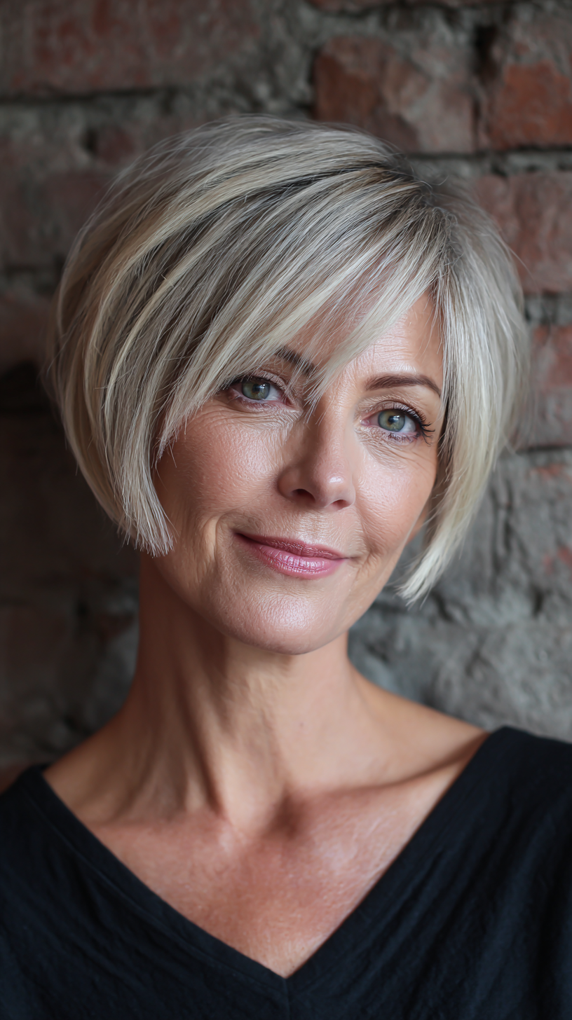 Stylish Blunt Cut Pixie Bob for Mature Women