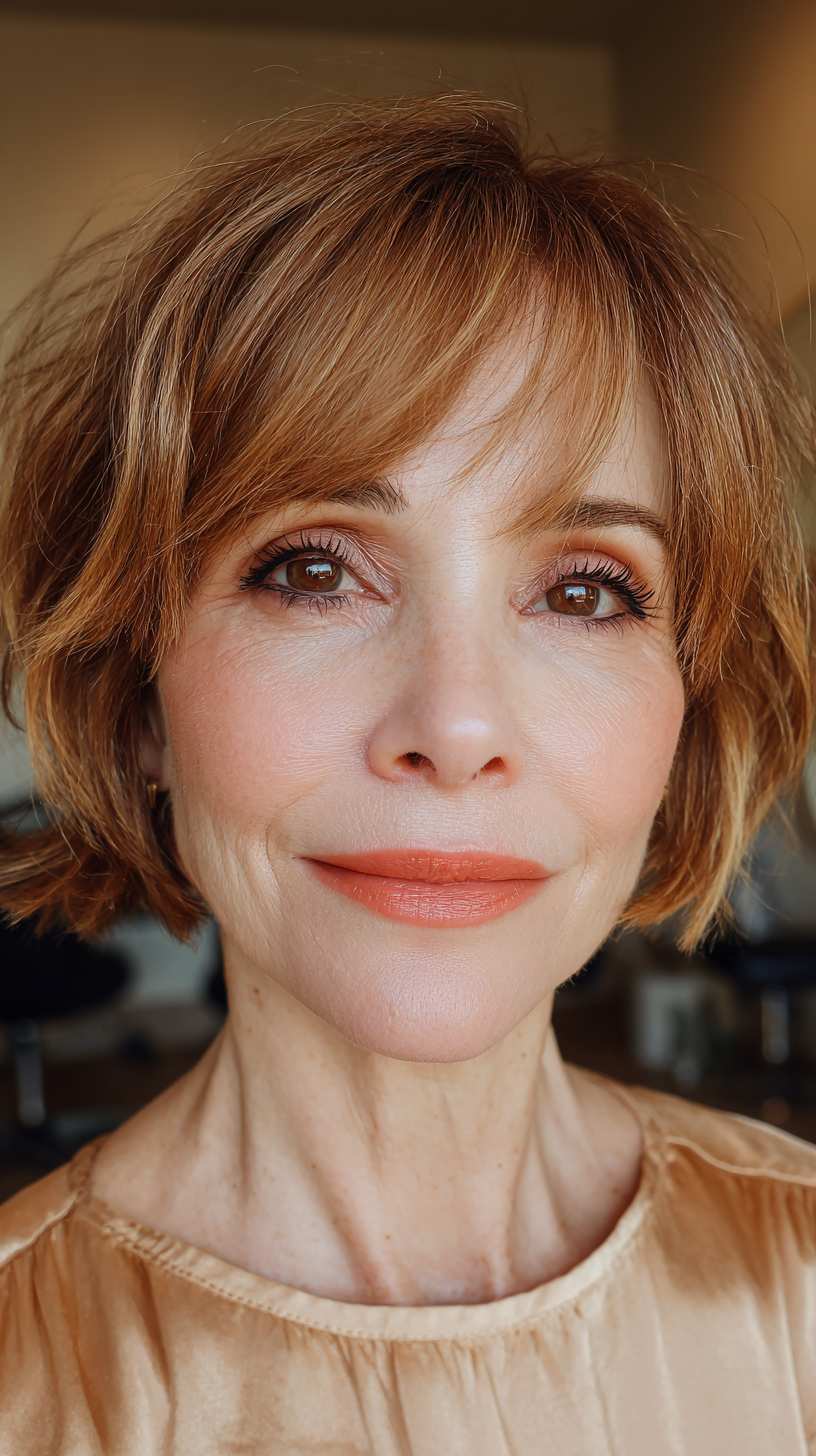 Textured Bob with Subtle Side-Swept Bangs