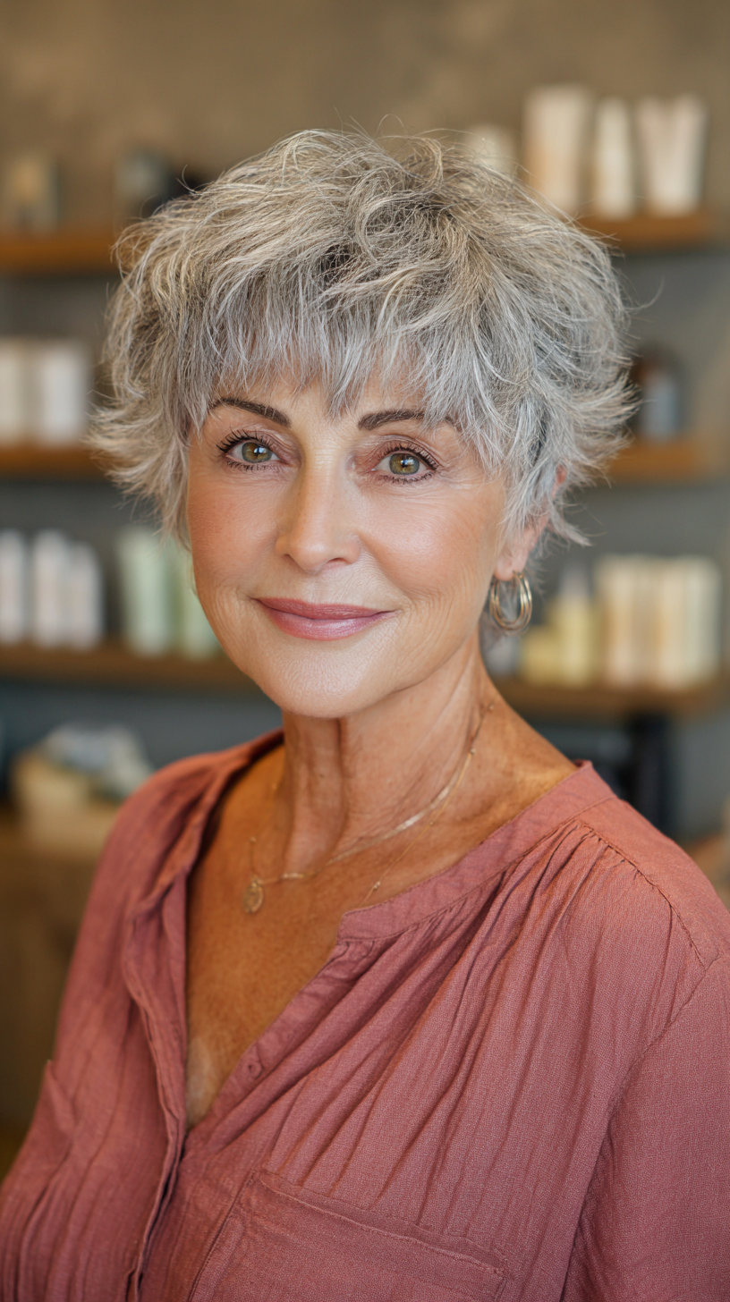 Textured Silver Shag with Soft Flicks