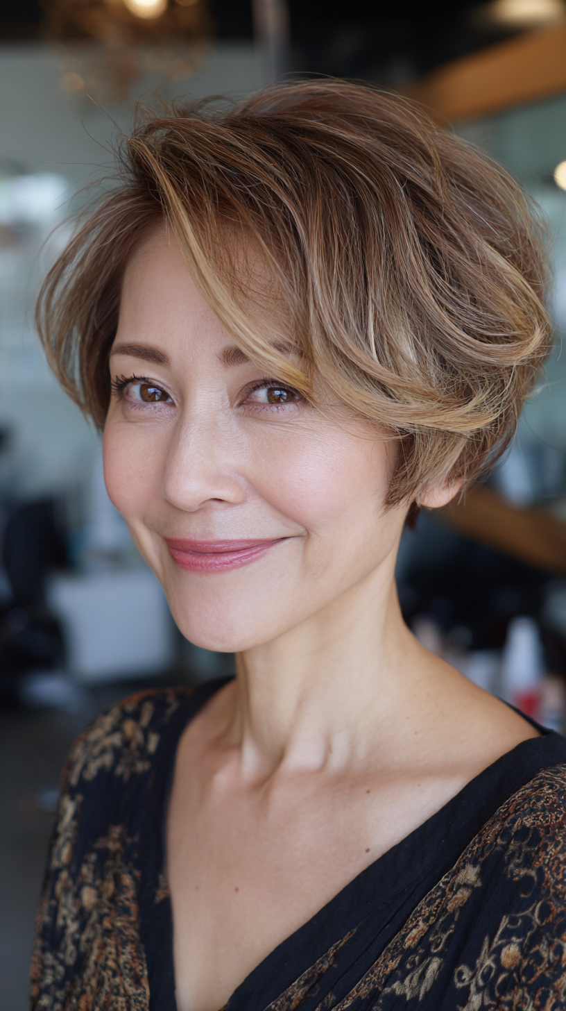 Textured Soft Pixie Bob with Highlights